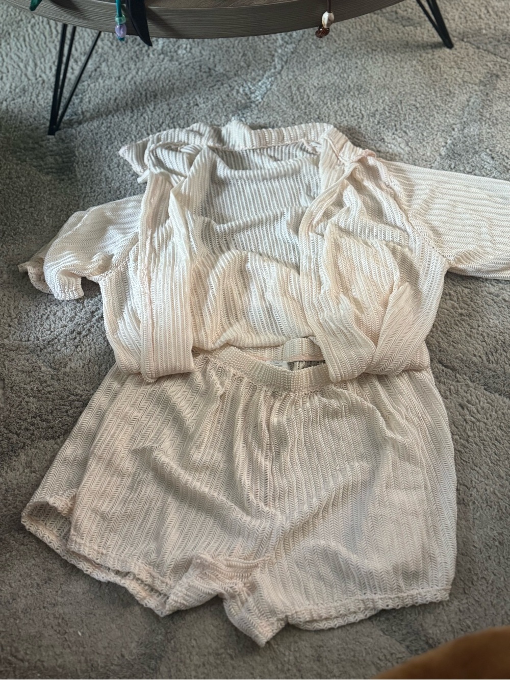 Light Cream Knit Lounge Set - Women